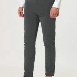 Allegra K Men's Dress Chino Slim Fit Stretch Flat Front Solid Color Business Pants