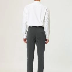 Allegra K Men's Dress Chino Slim Fit Stretch Flat Front Solid Color Business Pants