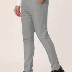Allegra K Men's Dress Chino Slim Fit Stretch Flat Front Solid Color Business Pants