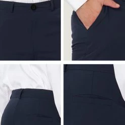 Allegra K Men's Dress Chino Slim Fit Stretch Flat Front Solid Color Business Pants