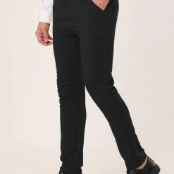 Allegra K Men's Business Chino Solid Color Flat Front Slim Fit Dress Pants 35 Allegra K Men's Business Chino Solid Color Flat Front Slim Fit Dress Pants