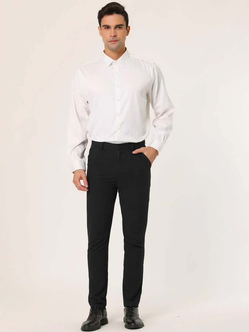 Allegra K Men's Business Chino Solid Color Flat Front Slim Fit Dress Pants 18 Allegra K Men's Business Chino Solid Color Flat Front Slim Fit Dress Pants