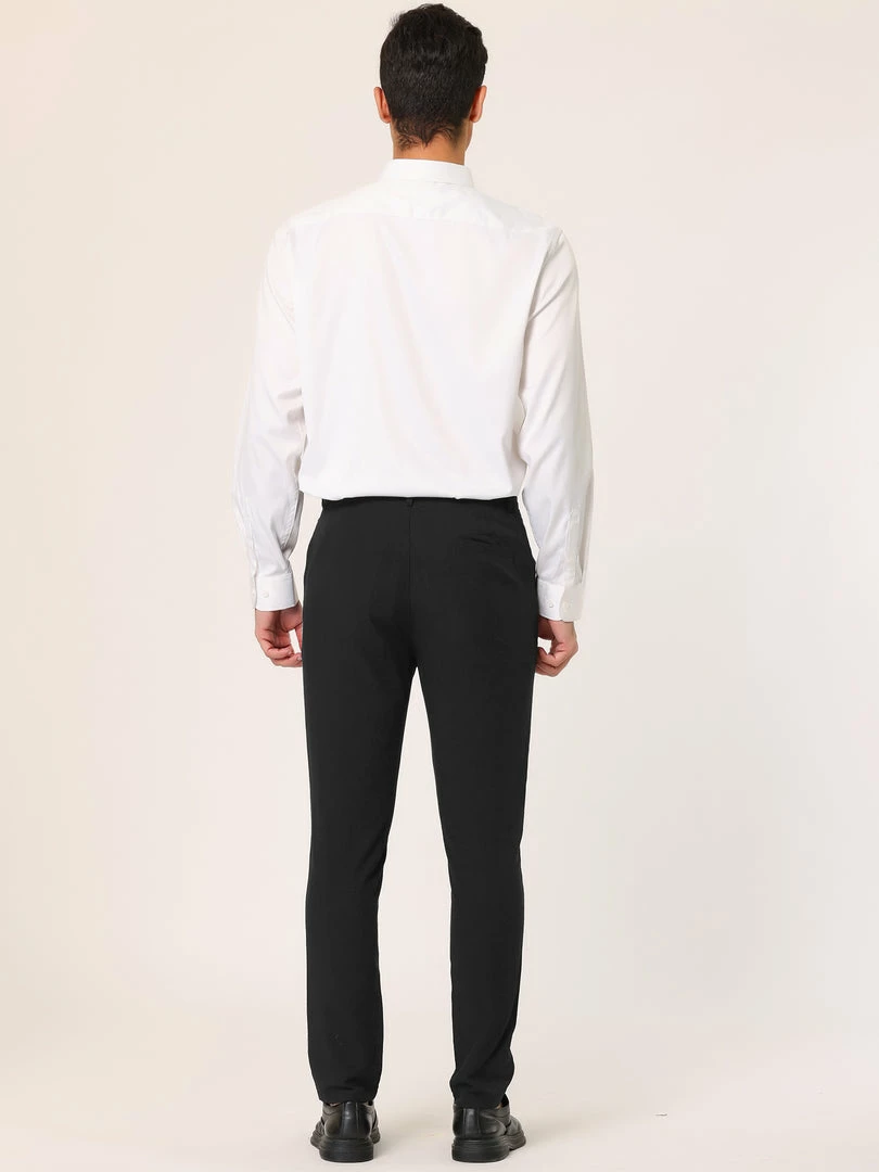 Allegra K Men's Business Chino Solid Color Flat Front Slim Fit Dress Pants 20 Allegra K Men's Business Chino Solid Color Flat Front Slim Fit Dress Pants