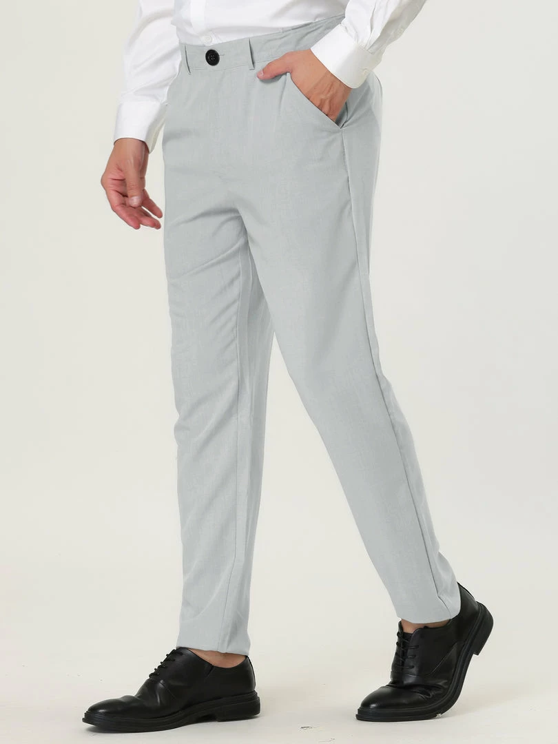 Allegra K Men's Business Chino Solid Color Flat Front Slim Fit Dress Pants 5 Allegra K Men's Business Chino Solid Color Flat Front Slim Fit Dress Pants