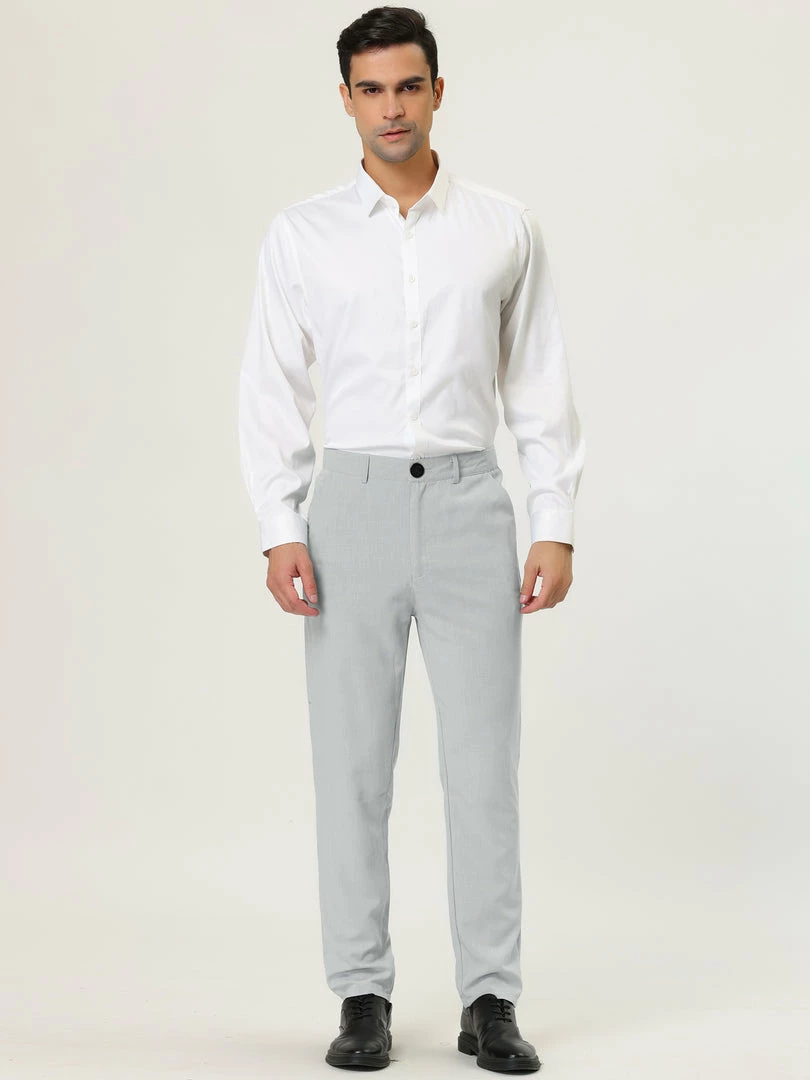 Allegra K Men's Business Chino Solid Color Flat Front Slim Fit Dress Pants 6 Allegra K Men's Business Chino Solid Color Flat Front Slim Fit Dress Pants