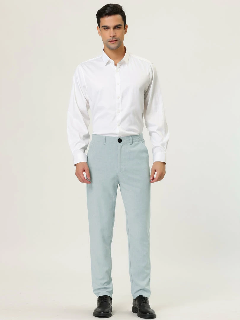 Allegra K Men's Business Chino Solid Color Flat Front Slim Fit Dress Pants 12 Allegra K Men's Business Chino Solid Color Flat Front Slim Fit Dress Pants