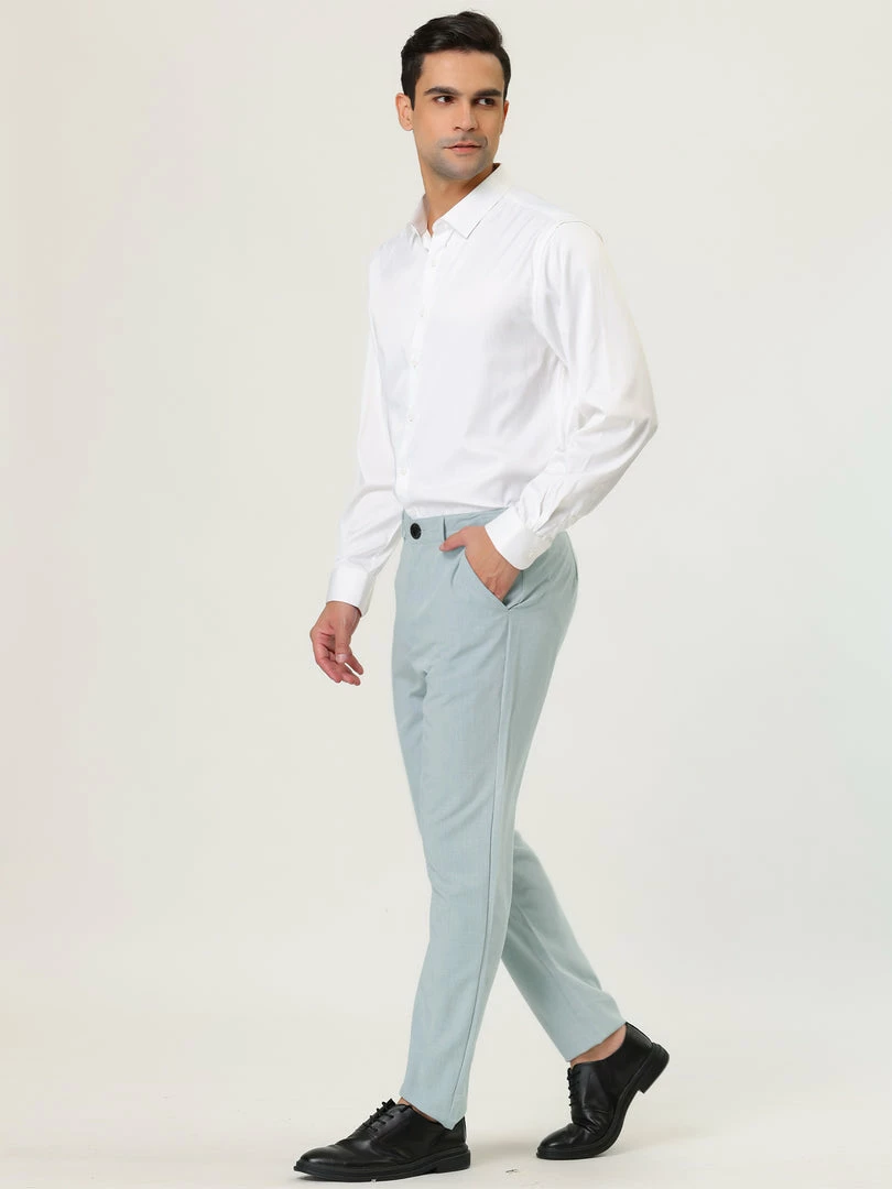 Allegra K Men's Business Chino Solid Color Flat Front Slim Fit Dress Pants 13 Allegra K Men's Business Chino Solid Color Flat Front Slim Fit Dress Pants