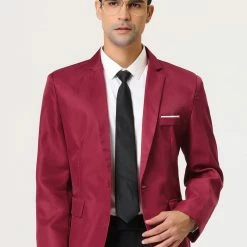 Allegra K Men's Dress Slim Fit Blazer Single Breasted One Button Prom Suit Sports Coat
