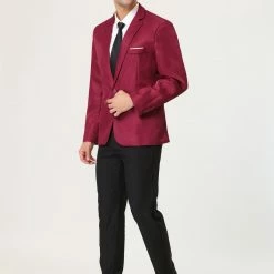 Allegra K Men's Dress Slim Fit Blazer Single Breasted One Button Prom Suit Sports Coat