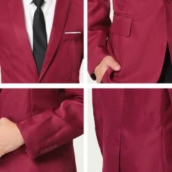 Allegra K Men's Dress Slim Fit Blazer Single Breasted One Button Prom Suit Sports Coat
