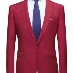 Allegra K Men's Dress Slim Fit Blazer Single Breasted One Button Prom Suit Sports Coat