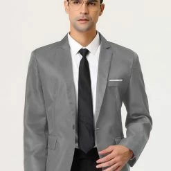 Allegra K Men's Dress Slim Fit Blazer Single Breasted One Button Prom Suit Sports Coat