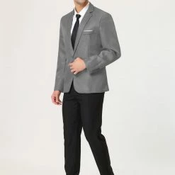 Allegra K Men's Dress Slim Fit Blazer Single Breasted One Button Prom Suit Sports Coat