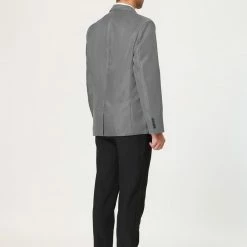 Allegra K Men's Dress Slim Fit Blazer Single Breasted One Button Prom Suit Sports Coat