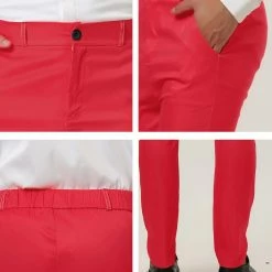 Allegra K Men's Slim Fit Dress Trousers Flat Front Solid Color Skinny Business Pants