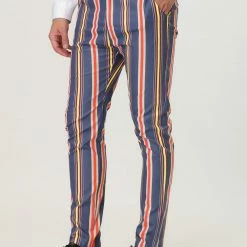 Allegra K Men's Striped Dress Pants Slim Fit Contrast Color Business Trousers 23 Allegra K Men's Striped Dress Pants Slim Fit Contrast Color Business Trousers