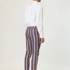 Allegra K Men's Striped Dress Pants Slim Fit Contrast Color Business Trousers 26 Allegra K Men's Striped Dress Pants Slim Fit Contrast Color Business Trousers