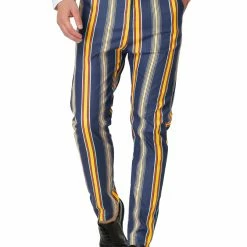 Allegra K Men's Striped Dress Pants Slim Fit Contrast Color Business Trousers 28 Allegra K Men's Striped Dress Pants Slim Fit Contrast Color Business Trousers