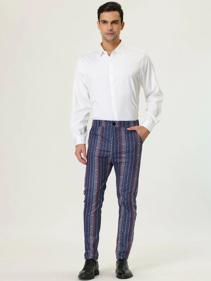 Allegra K Men's Striped Dress Pants Slim Fit Contrast Color Business Trousers 18 Allegra K Men's Striped Dress Pants Slim Fit Contrast Color Business Trousers