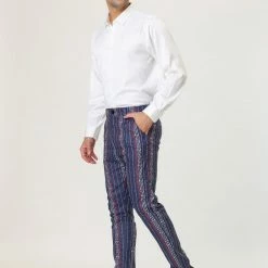 Allegra K Men's Striped Dress Pants Slim Fit Contrast Color Business Trousers 37 Allegra K Men's Striped Dress Pants Slim Fit Contrast Color Business Trousers