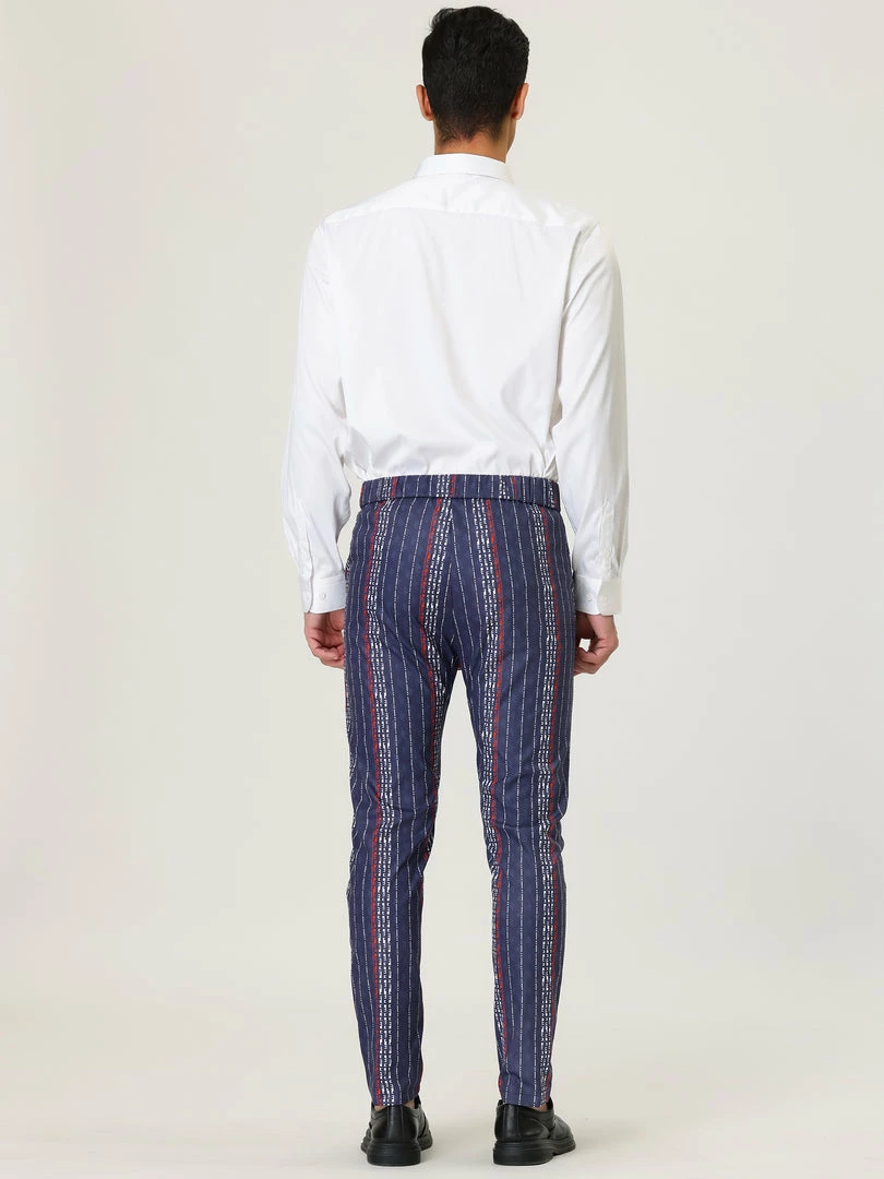 Allegra K Men's Striped Dress Pants Slim Fit Contrast Color Business Trousers 20 Allegra K Men's Striped Dress Pants Slim Fit Contrast Color Business Trousers