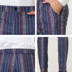 Allegra K Men's Striped Dress Pants Slim Fit Contrast Color Business Trousers 39 Allegra K Men's Striped Dress Pants Slim Fit Contrast Color Business Trousers