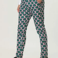 Allegra K Men's Casual Geometric Printed Color Block Flat Front Dress Pants