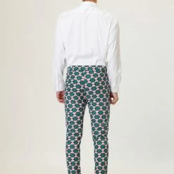 Allegra K Men's Casual Geometric Printed Color Block Flat Front Dress Pants