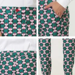 Allegra K Men's Casual Geometric Printed Color Block Flat Front Dress Pants