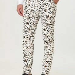 Allegra K Men's Casual Geometric Printed Color Block Flat Front Dress Pants