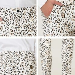 Allegra K Men's Casual Geometric Printed Color Block Flat Front Dress Pants