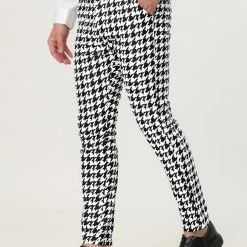 Allegra K Men's Casual Geometric Printed Color Block Flat Front Dress Pants