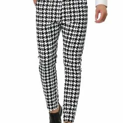 Allegra K Men's Casual Geometric Printed Color Block Flat Front Dress Pants