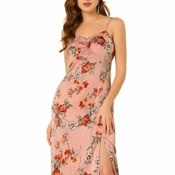 Allegra K Women's Elegant Spaghetti Strap Floral Midi Dress 12 Allegra K Women's Elegant Spaghetti Strap Floral Midi Dress