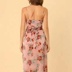 Allegra K Women's Elegant Spaghetti Strap Floral Midi Dress 14 Allegra K Women's Elegant Spaghetti Strap Floral Midi Dress