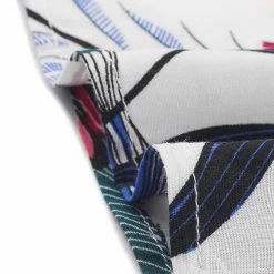 Allegra K Women's Sundress Smocked High Waisted Leaves Floral Strappy Casual Beach Swing Dress