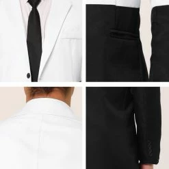 Allegra K Men's Dress Slim Fit Blazer Color Block Button Formal Suit Sports Coat