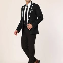 Allegra K Men's Business Slim Fit Blazer Single Breasted One Button Prom Suit Sports Coat 61 Allegra K Men's Business Slim Fit Blazer Single Breasted One Button Prom Suit Sports Coat