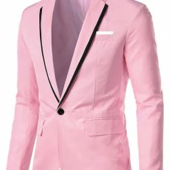 Allegra K Men's Business Slim Fit Blazer Single Breasted One Button Prom Suit Sports Coat