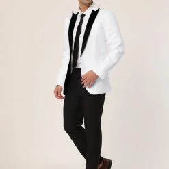 Allegra K Men's Dress Slim Fit Blazer Contrast Color Collar One Button Prom Suit Sports Coat 15 Allegra K Men's Dress Slim Fit Blazer Contrast Color Collar One Button Prom Suit Sports Coat