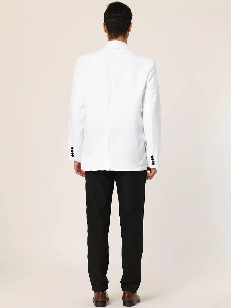 Allegra K Men's Dress Slim Fit Blazer Contrast Color Collar One Button Prom Suit Sports Coat 9 Allegra K Men's Dress Slim Fit Blazer Contrast Color Collar One Button Prom Suit Sports Coat