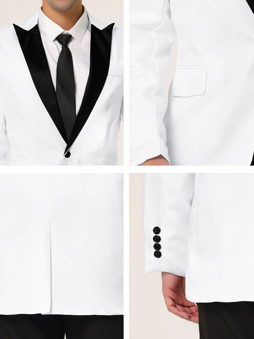 Allegra K Men's Dress Slim Fit Blazer Contrast Color Collar One Button Prom Suit Sports Coat 10 Allegra K Men's Dress Slim Fit Blazer Contrast Color Collar One Button Prom Suit Sports Coat