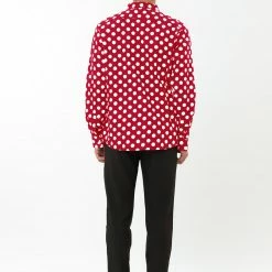 Allegra K Tops Men's Polka Dots Long Sleeve Slim Fit Printed Dress Button Down Shirt