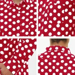 Allegra K Tops Men's Polka Dots Long Sleeve Slim Fit Printed Dress Button Down Shirt