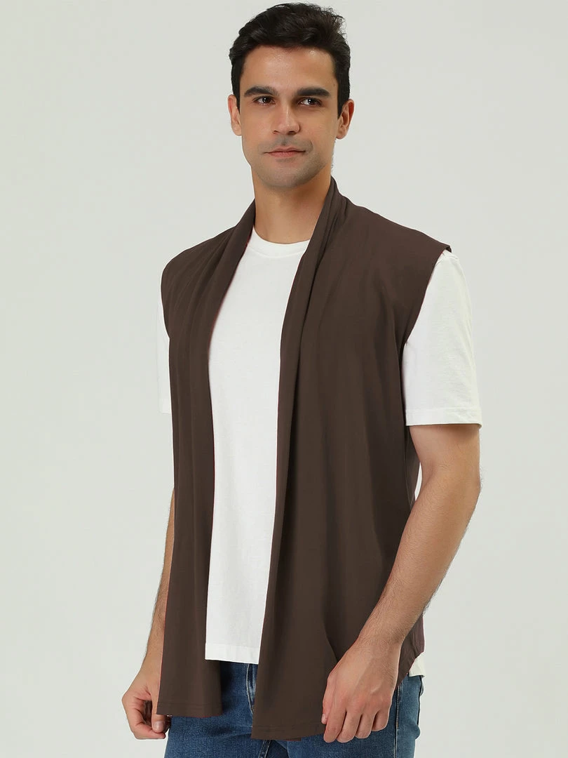 Allegra K Men Casual Open Front Sleeveless Irregular Hem Cardigan Vest With No Button 47 Allegra K Men Casual Open Front Sleeveless Irregular Hem Cardigan Vest With No Button
