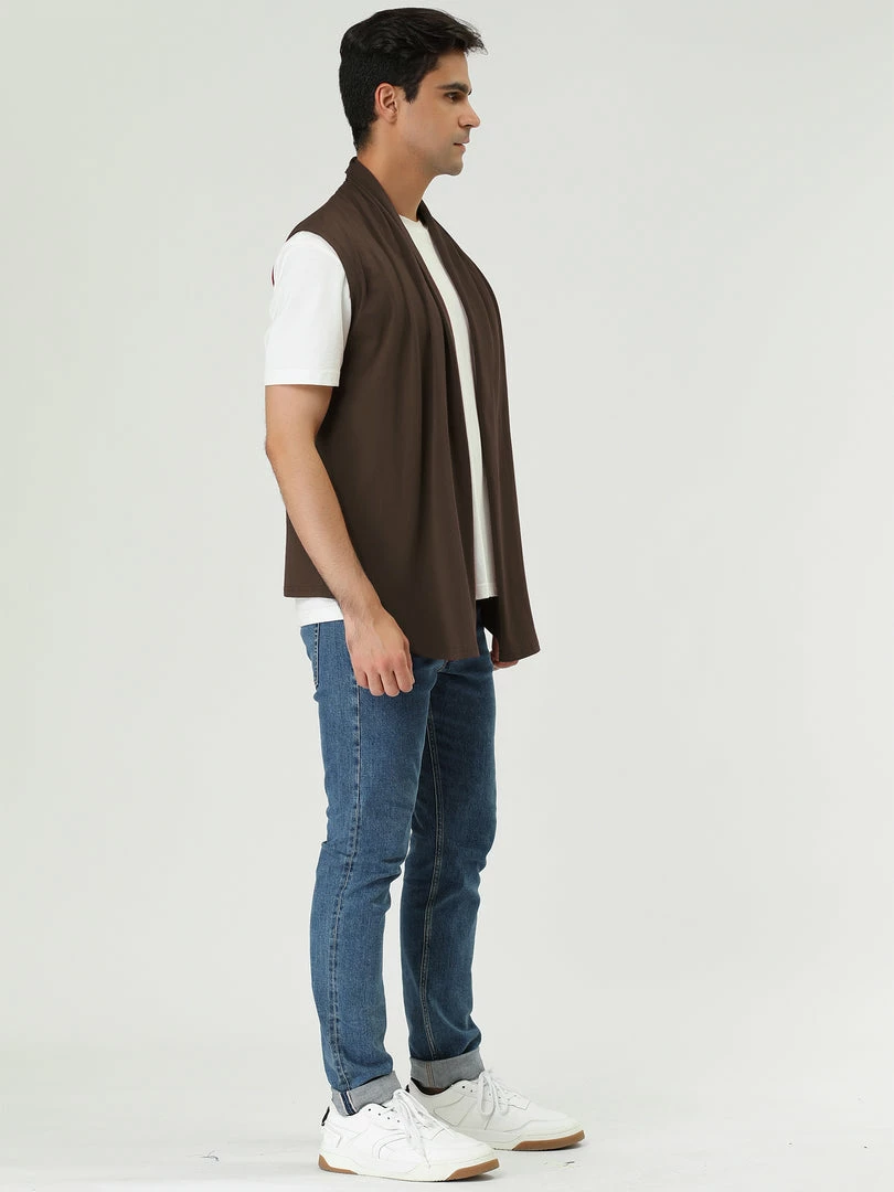 Allegra K Men Casual Open Front Sleeveless Irregular Hem Cardigan Vest With No Button 48 Allegra K Men Casual Open Front Sleeveless Irregular Hem Cardigan Vest With No Button