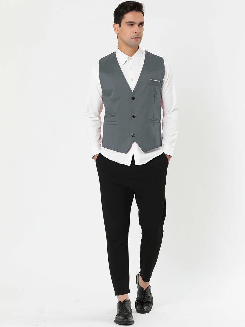 Allegra K Men's Slim Fit Suit Vest Business Formal Dress Waistcoat Vests 23 Allegra K Men's Slim Fit Suit Vest Business Formal Dress Waistcoat Vests