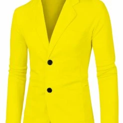 Allegra K 1310-X01 Men Notched Lapel Solid Color Pockets Front Long Sleeve Knit Blazer Coats & Outerwear