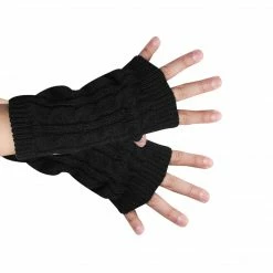 Allegra K Women's Wrist Warmer Stretchy Elastic Thumb Winter Knitted Fingerless Gloves Accessories