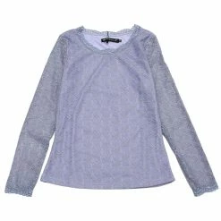 Allegra K Sheer Long Sleeves Flower Embroidery Lace Top